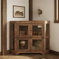 Unique One of a Kind - Corner Display Cabinet - 2 Door - Rustic Brown - Glass and Wood