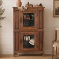 Unique One of a Kind - Display Cabinet - 2 Door - Stacked - Rustic Brown - Glass and Wood