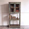 Unique One of a Kind - Distressed Display Cabinet - 2 Door - Weathered Blue and Green - Glass and Reclaimed Wood