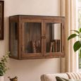 Unique One of a Kind - Wall Display Cabinet - 2 Door - Rustic Brown - Glass and Wood