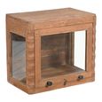 Unique One of a Kind - Carved Wall Display Cabinet - 1 Door - Natural - Glass and Wood