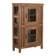 Unique One of a Kind - Display Cabinet - 2 Door - Stacked - Rustic Brown - Glass and Wood