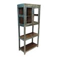 Unique One of a Kind - Distressed Display Cabinet - 2 Door - Weathered Blue and Green - Glass and Reclaimed Wood
