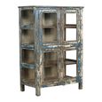 Unique One of a Kind - Distressed Display Cabinet - 4 Door - Weathered Blue - Glass and Wood