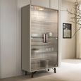 Jupiter Display Cabinet - 2 Fluted Glass Door - High Gloss Pearl Line