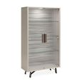 Jupiter Display Cabinet - 2 Fluted Glass Door - High Gloss Pearl Line