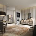 Jupiter Display Cabinet - 2 Fluted Glass Door - High Gloss Pearl Line