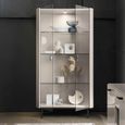 Claire Display Cabinet - 2 Glass Door - Pearl Line Eco Veneer High Gloss and Black