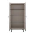 Claire Display Cabinet - 2 Glass Door - Pearl Line Eco Veneer High Gloss and Black