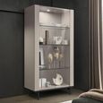 Claire Display Cabinet - 2 Glass Door - Pearl Line Eco Veneer High Gloss and Black