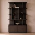 Rivano Oak Curved Display Cabinet - 2 Door - Geometric Design - Basalt