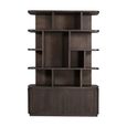 Rivano Oak Curved Display Cabinet - 2 Door - Geometric Design - Basalt