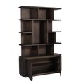 Rivano Oak Curved Display Cabinet - 2 Door - Geometric Design - Basalt