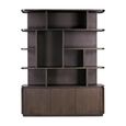 Rivano Oak Curved Display Cabinet - 3 Door - Geometric Design - Basalt