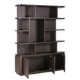 Rivano Oak Curved Display Cabinet - 3 Door - Geometric Design - Basalt