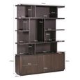 Rivano Oak Curved Display Cabinet - 3 Door - Geometric Design - Basalt