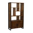 Strong Display Cabinet - 2 Door - Geometric Design - Natural - Mango Wood