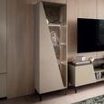 Fidia Italian Fluted Vitrine - 1 Left Door - Emperador Taupe - Glass and Marquinia Marble Effect