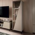 Fidia Italian Fluted Vitrine - 1 Right Door - Emperador Taupe - Glass and Marquinia Marble Effect