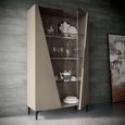 Fidia Italian Fluted Vitrine - 2 Door - Emperador Taupe - Glass and Marquinia Marble Effect