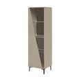Fidia Italian Fluted Vitrine - 1 Left Door - Emperador Taupe - Glass and Marquinia Marble Effect