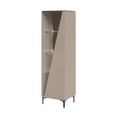 Fidia Italian Fluted Vitrine - 1 Right Door - Emperador Taupe - Glass and Marquinia Marble Effect