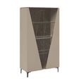 Fidia Italian Fluted Vitrine - 2 Door - Emperador Taupe - Glass and Marquinia Marble Effect