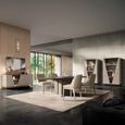 Fidia Italian Fluted Vitrine - 2 Door - Emperador Taupe - Glass and Marquinia Marble Effect