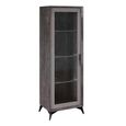 Krystal Italian Display Cabinet - 1 Right Door - Medblue Birch Gloss - Glass and Wooden