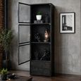 Black Metal 3 Door Narrow Display Cabinet thumbnail