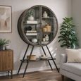 Grey Metal 2 Glass Doors 2 Door Industrial Round Display Cabinet thumbnail