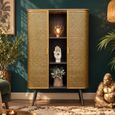 Gold Metal and Rattan 2 Door Industrial Display Cabinet thumbnail