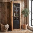 Tall 1 Door Cabinet Rustic Mango Wood and Glass thumbnail