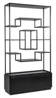 Bonvoy Black Oak Shelving Unit with Storage