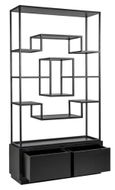 Bonvoy Black Oak Shelving Unit with Storage
