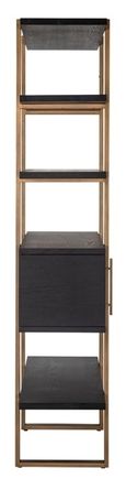 Cambon Dark Oak and Brass Storage Shelving Unit