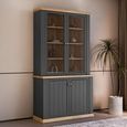 Pontypool Display Cabinet - 2 Door - Dark Grey and Light Oak