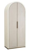 Tivoli White Ribbed 2 Door Arched Cabinet with Gold Trim