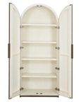 Tivoli White Ribbed 2 Door Arched Cabinet with Gold Trim