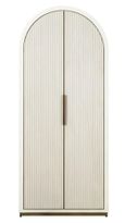 Tivoli White Ribbed 2 Door Arched Cabinet with Gold Trim