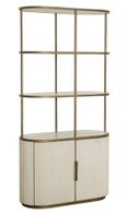 Tivoli White Ribbed Storage Shelving Unit with Gold Trim