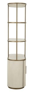 Tivoli White Ribbed Storage Shelving Unit with Gold Trim