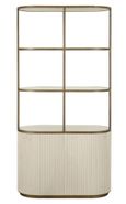 Tivoli White Ribbed Storage Shelving Unit with Gold Trim