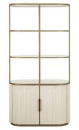Tivoli White Ribbed Storage Shelving Unit with Gold Trim