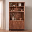 Watford Display Cabinet - 2 Door - 2 Open Shelves - Rustic Brown - Wooden