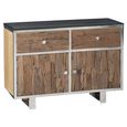 Clearance - Railway Sleeper Small Sideboard - 105cm - 2 Door - Glass Top - Reclaimed Wood
