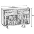 Clearance - Railway Sleeper Small Sideboard - 105cm - 2 Door - Glass Top - Reclaimed Wood