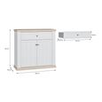Pontypool Sideboard - 2 Door - 1 Drawer - Small - White and Riva Oak