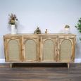 Acacia Wood and Rattan 180cm 4 Door Extra Large Sideboard thumbnail 4
