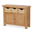 Salisbury Premium Small Sideboard - 2 Door - with Baskets - Oak - 110cm